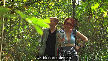 Stepmom shares a bed with her stepson in the woods