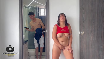 My stepmom spies on me while I take a shower