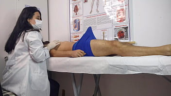 The dick got up in front of the nurse