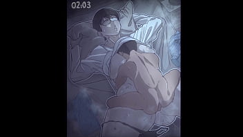 A mature woman milks the balls of a young man