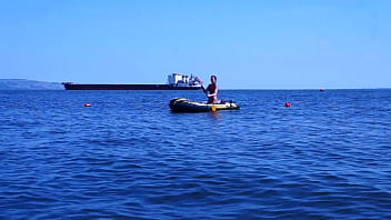 On boat in water Volga-river